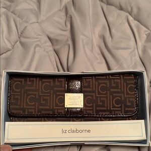 Liz Claiborne Dark Brown Monogram Clutch